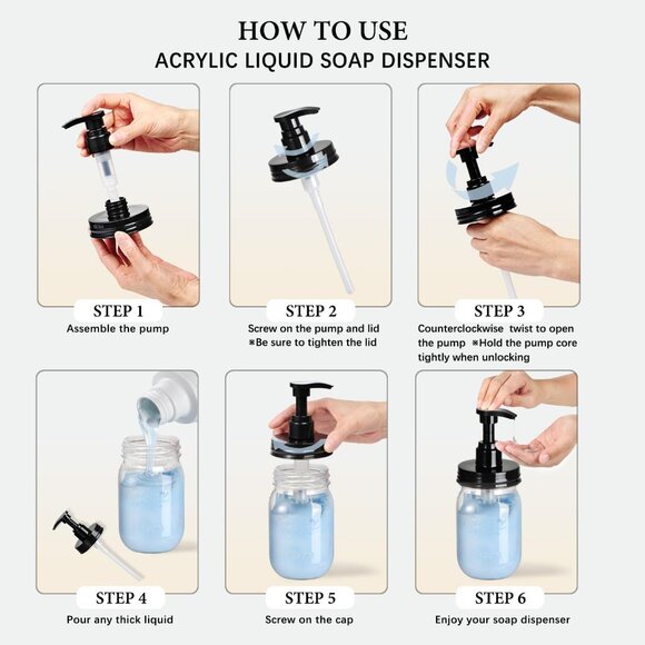 Mason Jar Soap Dispenser with Pump Lid16OZ Refillable Hand Soap Dispenser 2Pack - Picture 7 of 7